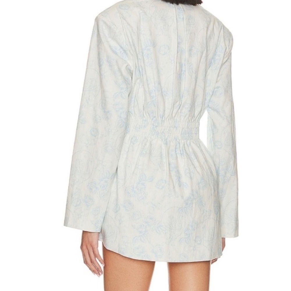 For Love & Lemons Pale Blue and Ivory Mini Blazer Dress - Picture 2 of 6